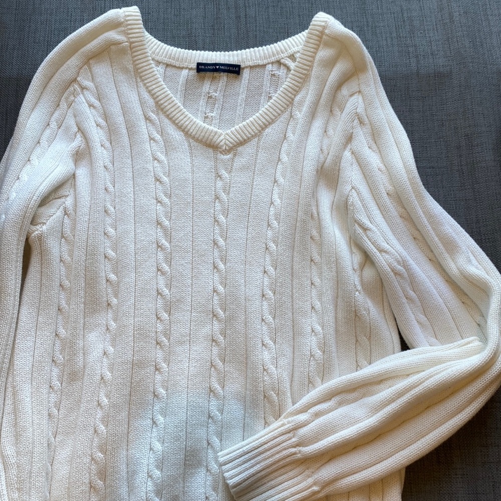 Brandy Melville white v neck sweater